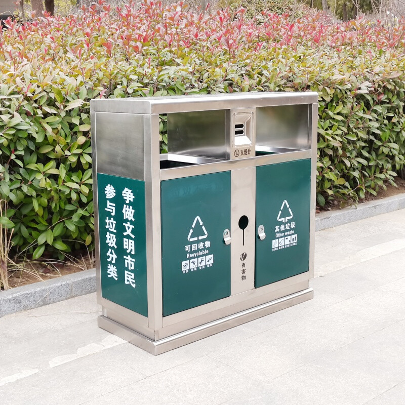 易逗户外垃圾桶不锈钢大号商用分类垃圾箱公共场合双桶环卫室外果皮箱 户外21